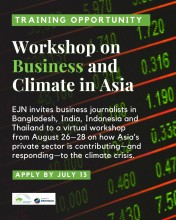 Virtual Media Workshop for Business Journalists to Strengthen Climate-Focused Reporting in Asia