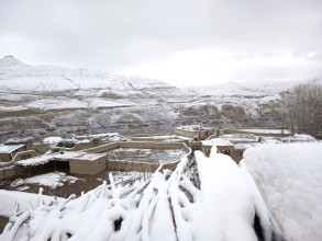 Upper Mustang Blanketed in Snow as Continuous Snowfall Covers Lomanthang
