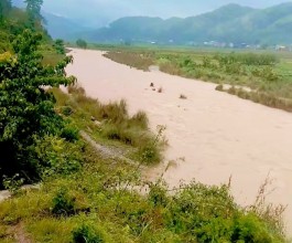 Floodwaters Surge in Sange Stream Following Intense Rainfall in Tanahun