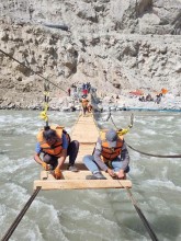 Local Residents Build Temporary Wooden Bridge in Aamachhodingmo, Demand Permanent Infrastructure