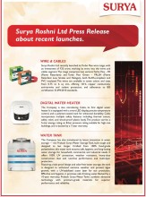 Surya Roshni Ltd Announces New Launches in Wires, Water Heaters, and Water Storage Solutions