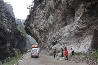 Explosives Used to Widen Strategic Beni-Jomsom-Korala Road in Myagdi