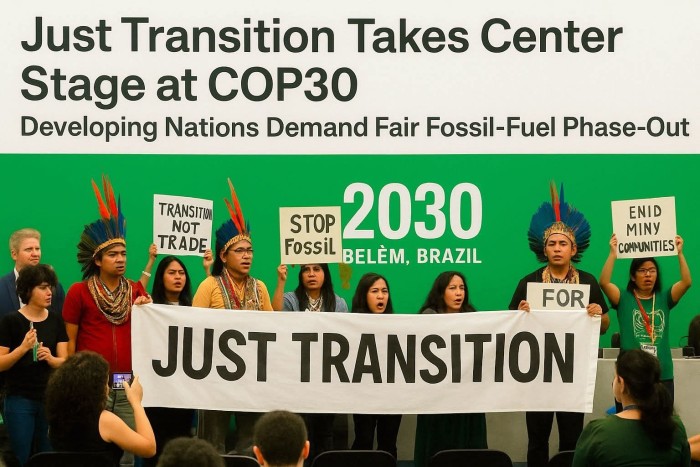 Just Transition Takes Center Stage at COP30 as Developing Nations Demand Fair Fossil-Fuel Phase-Out
