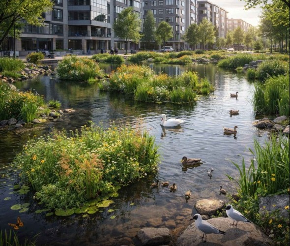 Sweden Integrates Nature-Based Urban Ponds to Tackle Stormwater and Boost Biodiversity
